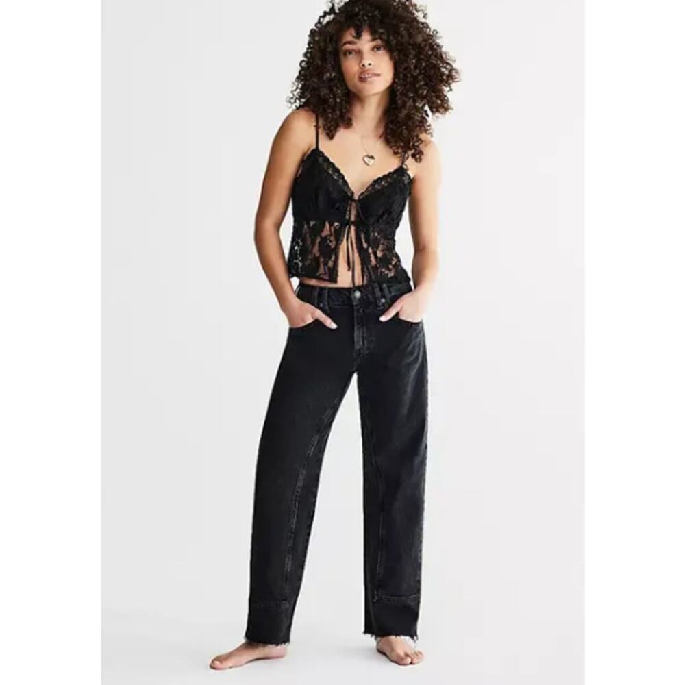 Free People Black Straight Leg Jeans
